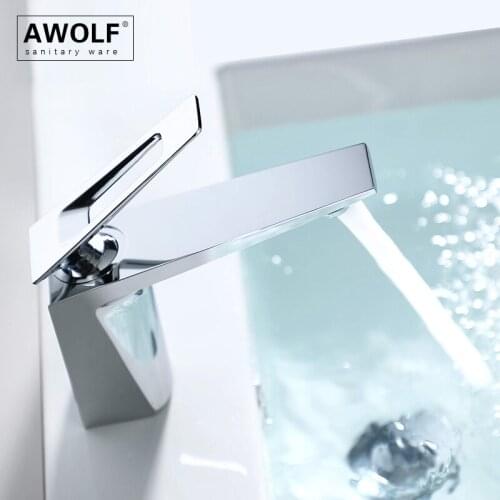 Chrome Solid Brass Bathroom Basin Faucet Square Design Shiny Silver Deck Mounted Matt Black Hot And Cold Sink Mixer Tap ML8121