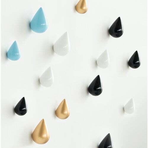 Creative hooks wood water drop decorative hook on the wall mural wood bead-shaped coat hook wall hanging