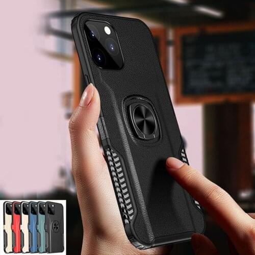 Matte Leather texture Shockproof Case For Apple iphone 12 Mini 11 Pro Max 12Pro 11 Pro Max 7 8 6 6s Plus Ring Stand Phone Cover