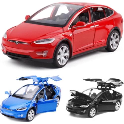 1:32 Alloy Car Model Tesla MODEL X Metal Diecast Toy Vehicles Car With Pull Back Flashing Musical For Baby Gifts Free Shipping