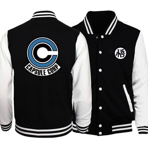 Anime Z Capsule Corp Baseball uniform Printed Men Jackets Coats Autumn Fleece White Black Tracksuit Bomber Streetwear