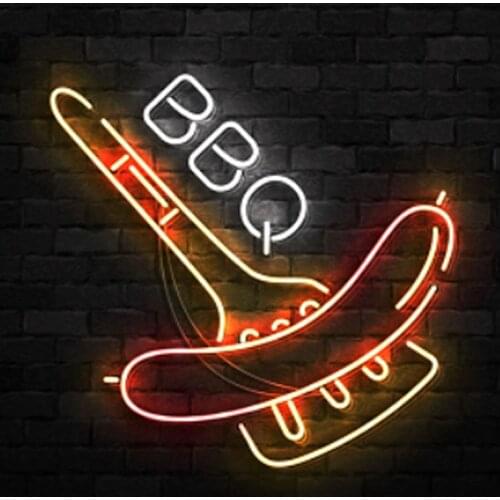 Neon Sign For Bbq Symbol Ham sausage display light advertise custom Beer bar open great gift for business Impact Attract light