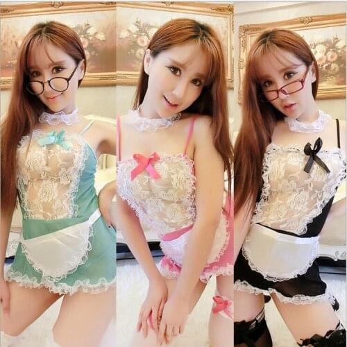 2020 New Sexy Lingerie Hot Black Lace Perspective Women Lingerie Cosplay Maid Dress Uniform Sexy Erotic Lingerie Sexy Costumes