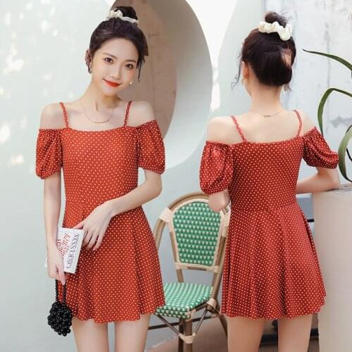 2021 New Fashion Ladys Polka Dot Swimsuit Sexy High Waisted Skinny One-piece Swimsuit