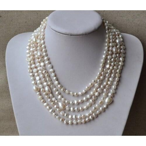 New Favorite Pearl Necklace 6-12MM White Color Baroque Genuine Freshwater Pearl Long Necklace Charming Lady Gift