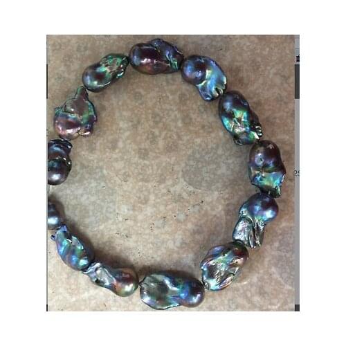 New charming huge 26-30mm baroque tahitian black pearl necklace 18inch earring set