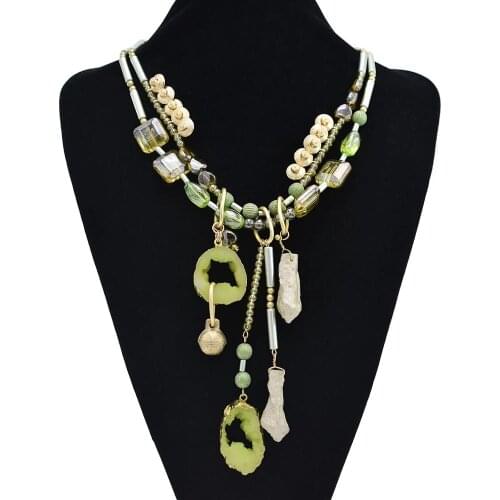 Geometric Acrylic Irregular Stone Pendant Necklaces for Women Bohemain Sweater Chain Gypsy Necklace Party Jewelry Birthday Gift