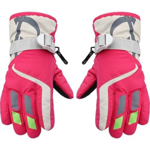 Children Boys Girls Winter Warm Windproof Sports Ski Gloves Kids Breathable Adjustable Glove 24BE