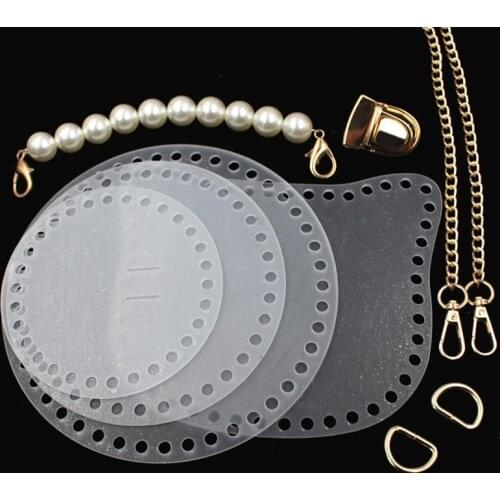 1 Set DIY Woven Cloth Braided Bag Transparent Diagonal Manual DIY Bag Accessories Chain Acrylic Material Bag Crochet Parts