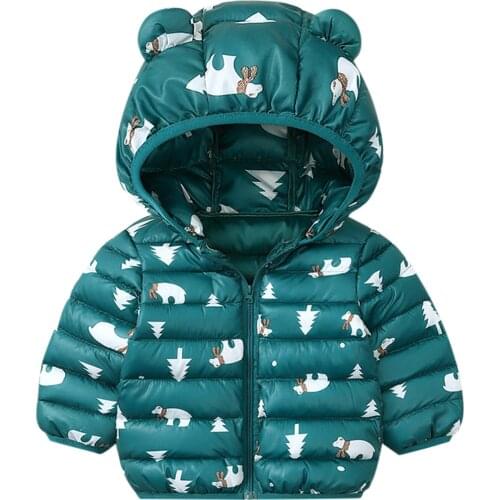 Toddler Kids Baby Girl Boy Down Jacket Cartoon Hooded Bear Ear Jacket Winter Coat Outerwear Fashion Toddler Kids Winter Clothes