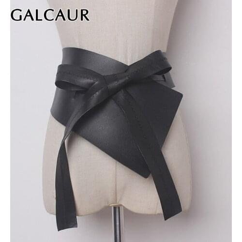 GALCAUR Lace Up Bowknot Belt For Women High Waist Solid Minimalist Elegant Belts Female Fashion New Accessories 2020 Tide