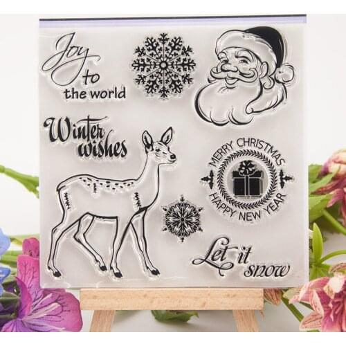 Christmas Gift Stamps Deer Tree Santa Claus Clear Transparent Stamp 2020 Seal Craft Supplies for DIY Scrapbooking Card T1268