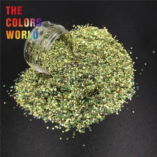 TCT-340 Holographic Solvent Resistant 1MM Hexagon Glitter For Nail Art Decoration Henne Eye shadow Makeup Tumbler Crafts DIY