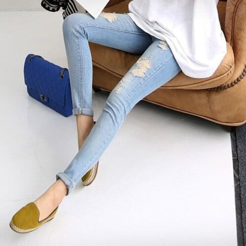 Spring Hole Denim Jeans Maternity Pants For Pregnant Women Clothes Abdominal Pants Skinny Trousers Pregnancy Jeans Pencil Pants