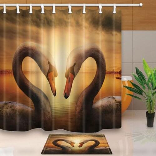 High Quality Shower Curtains Sketch Cats Love Bath Screens Home Decor Polyester Fabric Waterproof and Mildew Proof with 12 Hooks