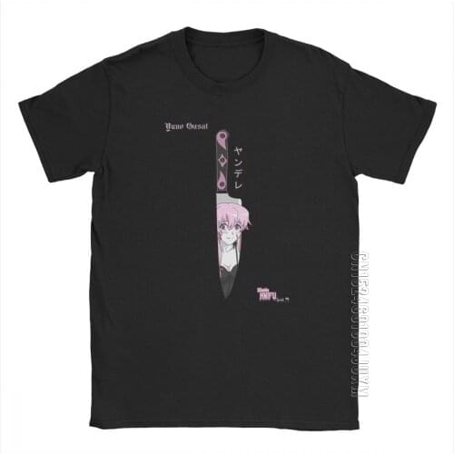 Waifu Knifu Yuno Mirai T Shirts For Men Gasai Future Dairy Japanese Yandere Pure Cotton Tee Shirt Short Sleeve T Shirts