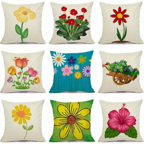 XUNYU Beautiful Flower Pattern Linen Pillow Cases Home Decoration Cushion Cover Sofa Pillowcase Q03