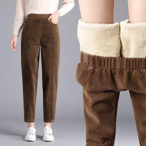 2021 Autumn Winter Corduroy Harem Pants Women Fashion Thickening Casual Ladies' Pants Korean Loose High Waist Trousers Y388