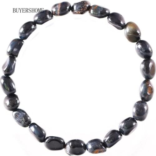 Women Bangle Jewelry Gift Handmade Stretch Natural Stone Beads Blue Tigereye Bracelet 1Pcs H1302