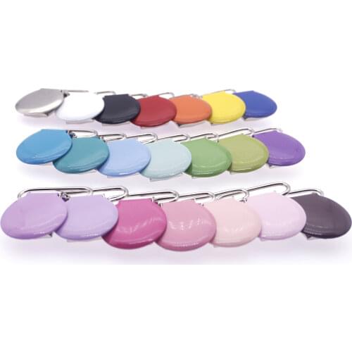 1'' 25mm 21 Colors Metal Pacifier Garment Enamel Round Shape Suspender Clips Manufacturers Pacifier Clips 100 pcs Sutoyuen
