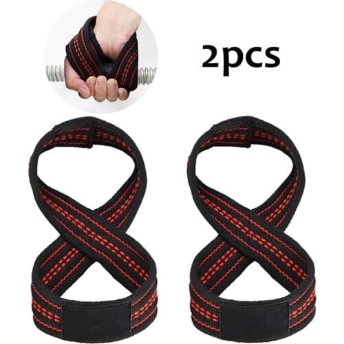 1Pair Fitness Figure 8 Weight Lifting Straps DeadLift Wrist Strap For Power Weightlifters Pull-ups Bar Powerlifting Gym Equiment