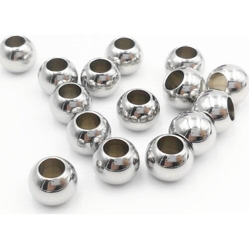 100pcs 2-10mm Stainless steel drilled steel ball Spacer Beads Big Hole Fits for Charm Bracelets Jewelry Making