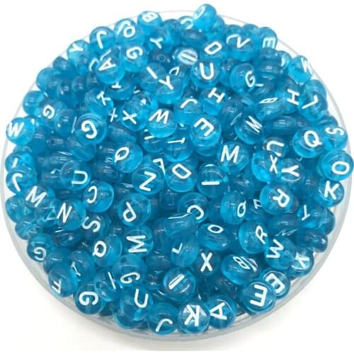 100pcs 7mm Letter Beads Light Blue Mix Oval Shape 26 Alphabet Charms DIY Beads For Bracelet Necklace Jewelry Making