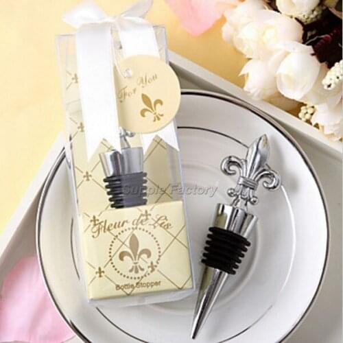 DHL Freeshipping 100pcs Chrome Fleur de Lis Wine Bottle Stopper wedding favors guest gifts