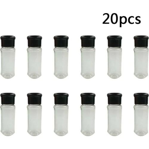 20pcs/set 100ml Spice Salt Pepper Shakers Black Seasoning Jar Can Pepper Bottle Barbecue Condiment Kitchen Gadget Tool