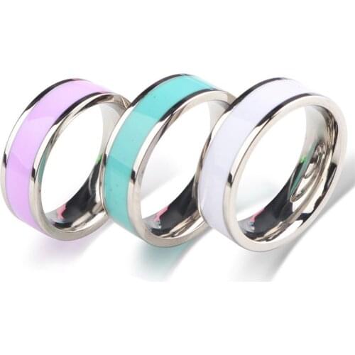 2020 Hot Fashion Lovers Sweetheart Jewelry Valentine Ring Ceramic 316L Stainless Steel Couple Simple Female Male Memorial Gift