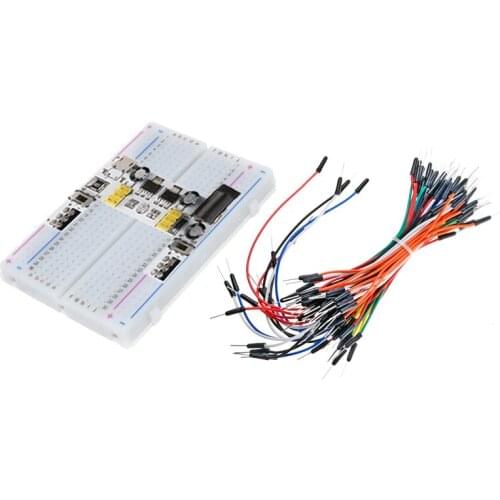 3.3V/5V MB102 Breadboard power module+ 400 points Solderless Prototype Bread board kit +65 Flexible jumper wires