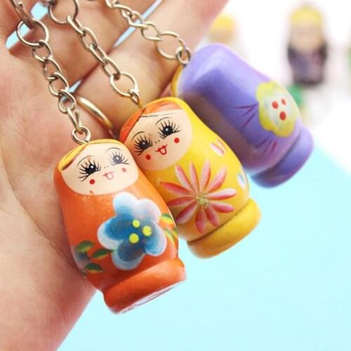 3Pcs Wood Flower Girl Painted Doll Design Matryoshka Keychain Bag Decor Pendant Keychain Bag Decor Pendant Keychain Bag Decor Pe