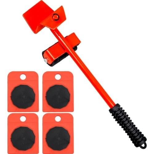 5Pcs Furniture Mover Tool Transport Lifter Set Heavy Stuffs Moving Wheeled Roller Bar Household Hand Tools Professional Sets