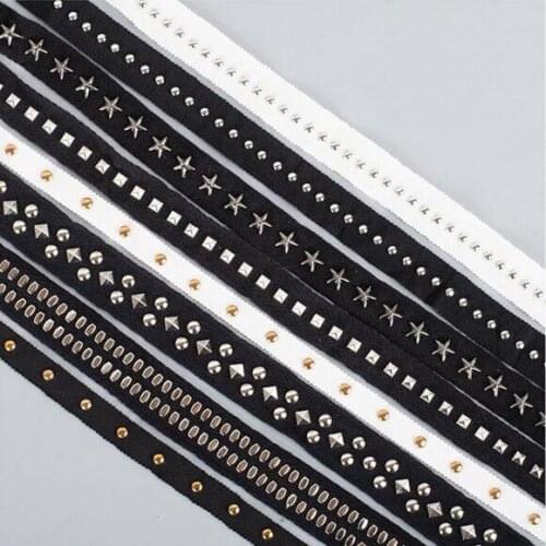 5yards High Quality Black White Webbing Metal Bead Decorative Lace Ribbon DIY Handmade Sewing Accessories Clothing Materials