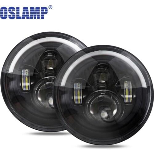 7inch LED Headlight Amber White with Halo Angle Eyes For Jeep Wrangler JK Truck 4x4 off-road vehicle LED Headlamp