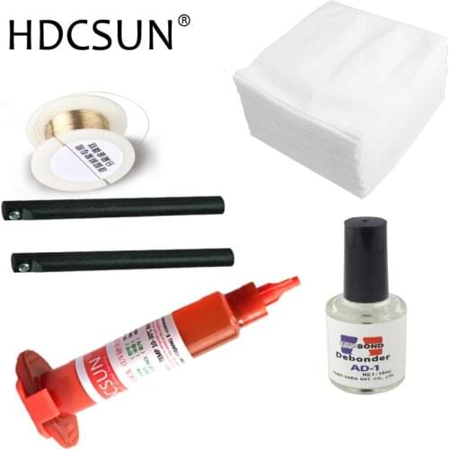 Free Shipping 5 in 1 LOCA UV glue tp-2500 with Glue Remover Dispergator Screen glue Golden Cutting Wire and clean clothes wipes