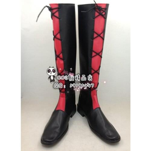 Axis Powers Hetalia Prussia Black Long Cosplay Shoes Boots X002
