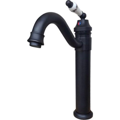 Black Oil Rubbed Brass Ceramic Single Handle Swivel Spout Kitchen Vessel Sink Basin Faucet Mixer Water Tap anf319