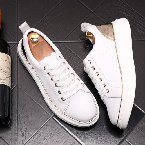ERRFC New Arrival British Mens White Casual Shoes Fashion Designer Round Toe Lace Up Gold Platform Man Leisure Chic Party Shoes