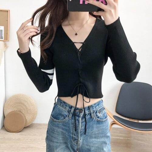 Harteen 2021 Spring Autumn Fashionable Black Long Sleeve Womens Clothes Loose All-Match Top Femme v-Neck Sweater Women Cardigan