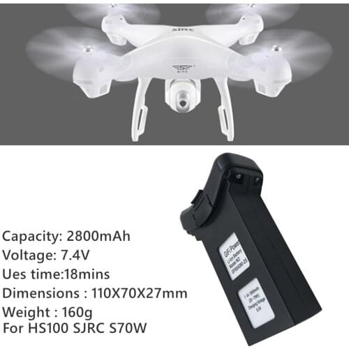 HIINST Original Battery for HS100 S70 7.4V 2800mAh Lipo Battery for SJ/RC SJRC S70W RC Drone Quadcopter Spare Part Black