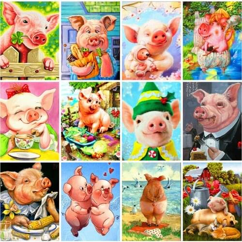 HUACAN Full Drill Diamond Painting Animal New Arrival Home Decor Mosaic Pig Diamond Art Embroidery Handmade