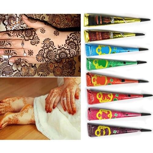 1PC Indian Tattoo Paste Body Paint Black Brown Red Cones for Temporary Art Body Paint DIY Waterproof Tattoo Paste for Men Women