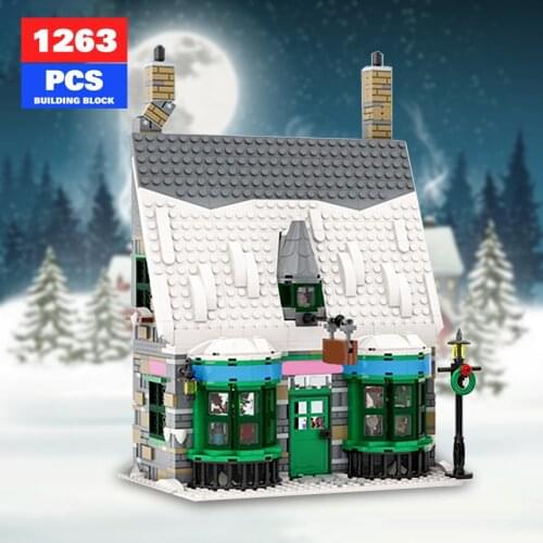 MOC Magic City Honeydukesed Dessert House Candy Shop Winter Village Street View Building Blocks Creative Architecture Toys