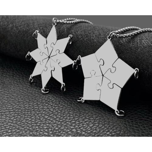 Fashion new girlfriend friendship necklace pendant student six-person star puzzle pendant gift hot sale