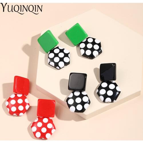 Fashion Resin Acrylic Vintage Drop Earring Colorful Big/Long Earrings for Women Party Statement Korean Earing Female Red Jewelry