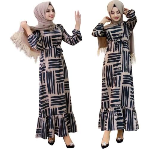 Muslim New European and American Fashion Waist Elegant Plain Long Skirt Womens Spring And Summer