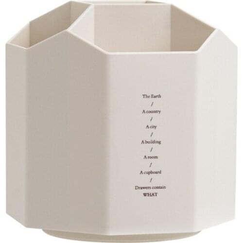 K1KF Desktop Pen Holder 360Â° Rotating 5 Grid Pencil Stand Pot Storage Organizer Home Office Supplies