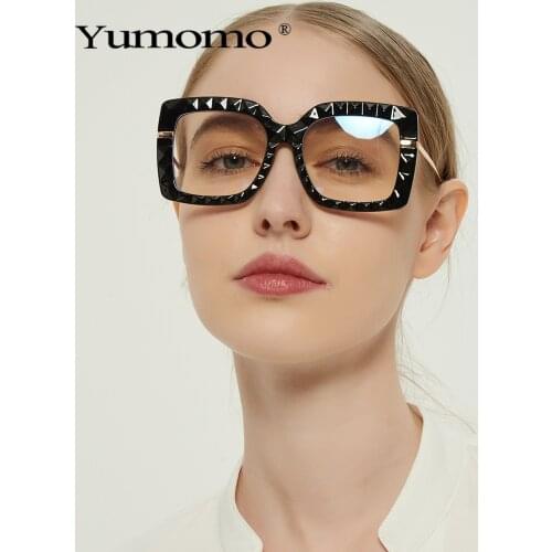 Fashion Oversized Square Optical Glasses For Women Men Vintage Anti Blue Light Lens Reading Eyewear Retro Clear Myopia Glasses