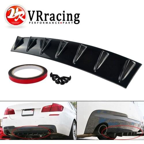 VR - ABS Plastic Universal Black Rear Bumper Lip Chassis Diffuser Spoiler 7 Fin Shark Fin Style VR-SFB04-7
